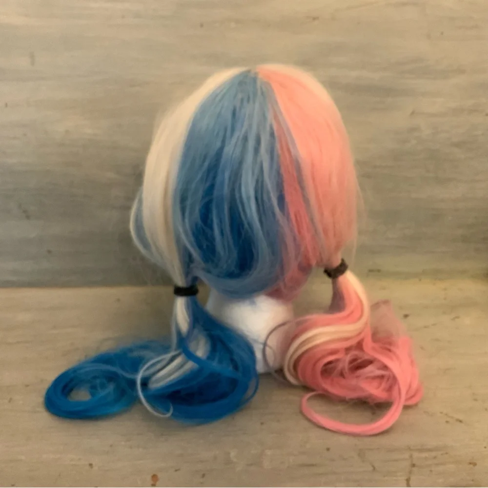 Blonde Pink‎ & Blue Wig Adult One Size Good Condition